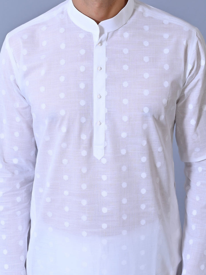 Textured White Kurta Set