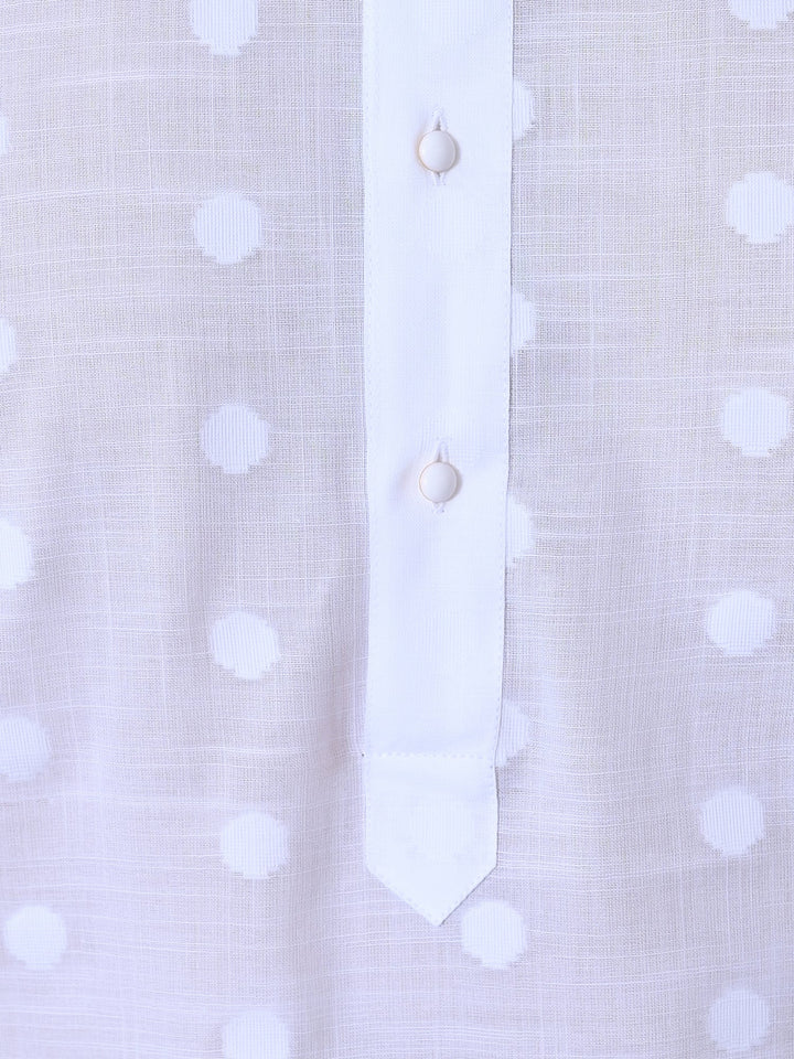 Textured White Kurta Set