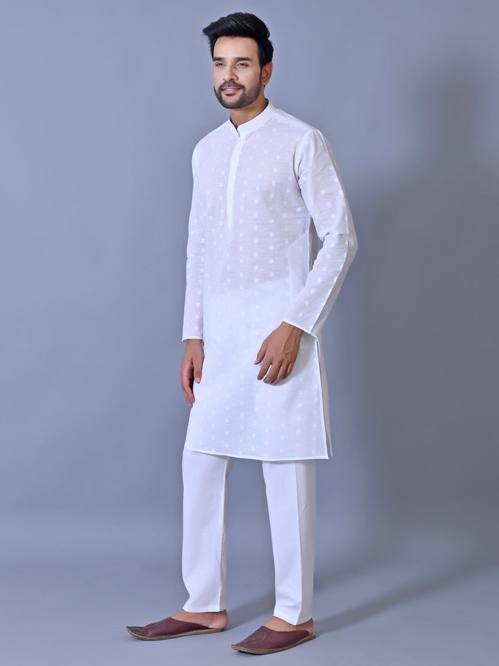 Textured White Kurta Set