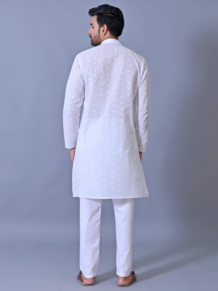 Textured White Kurta Set