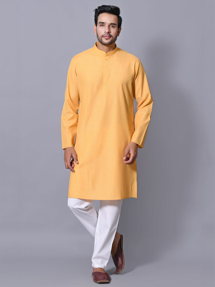 Textured Mustard Kurta Set