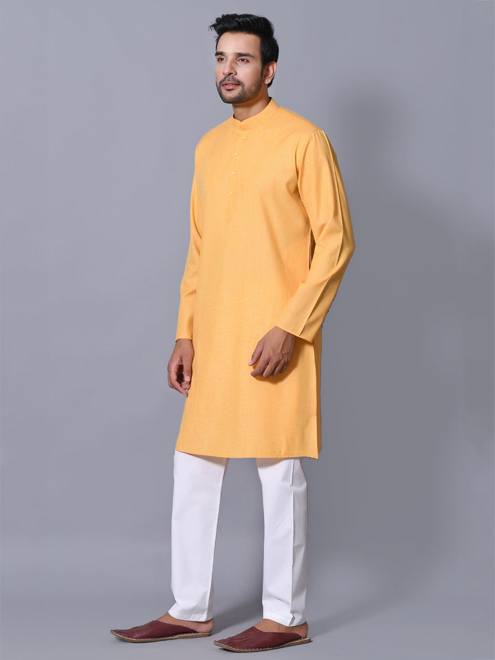 Textured Mustard Kurta Set