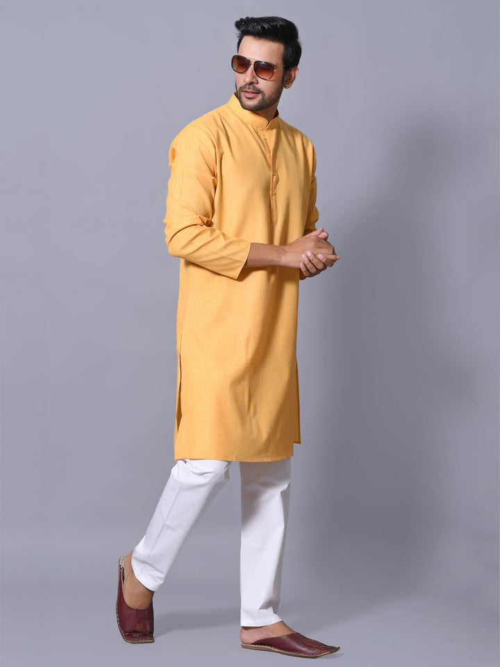 Textured Mustard Kurta Set