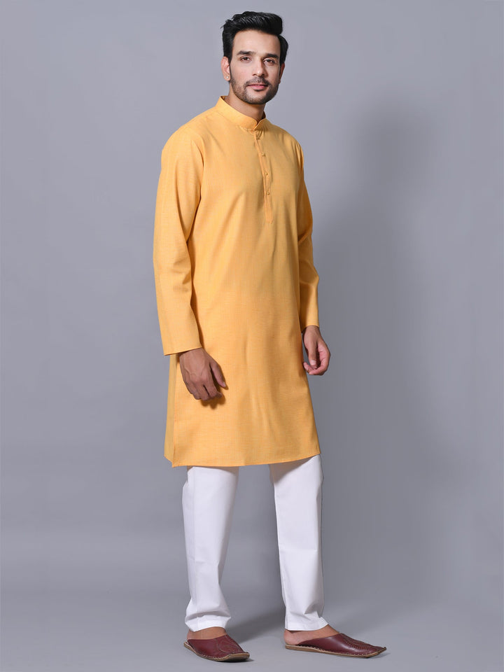 Textured Mustard Kurta Set