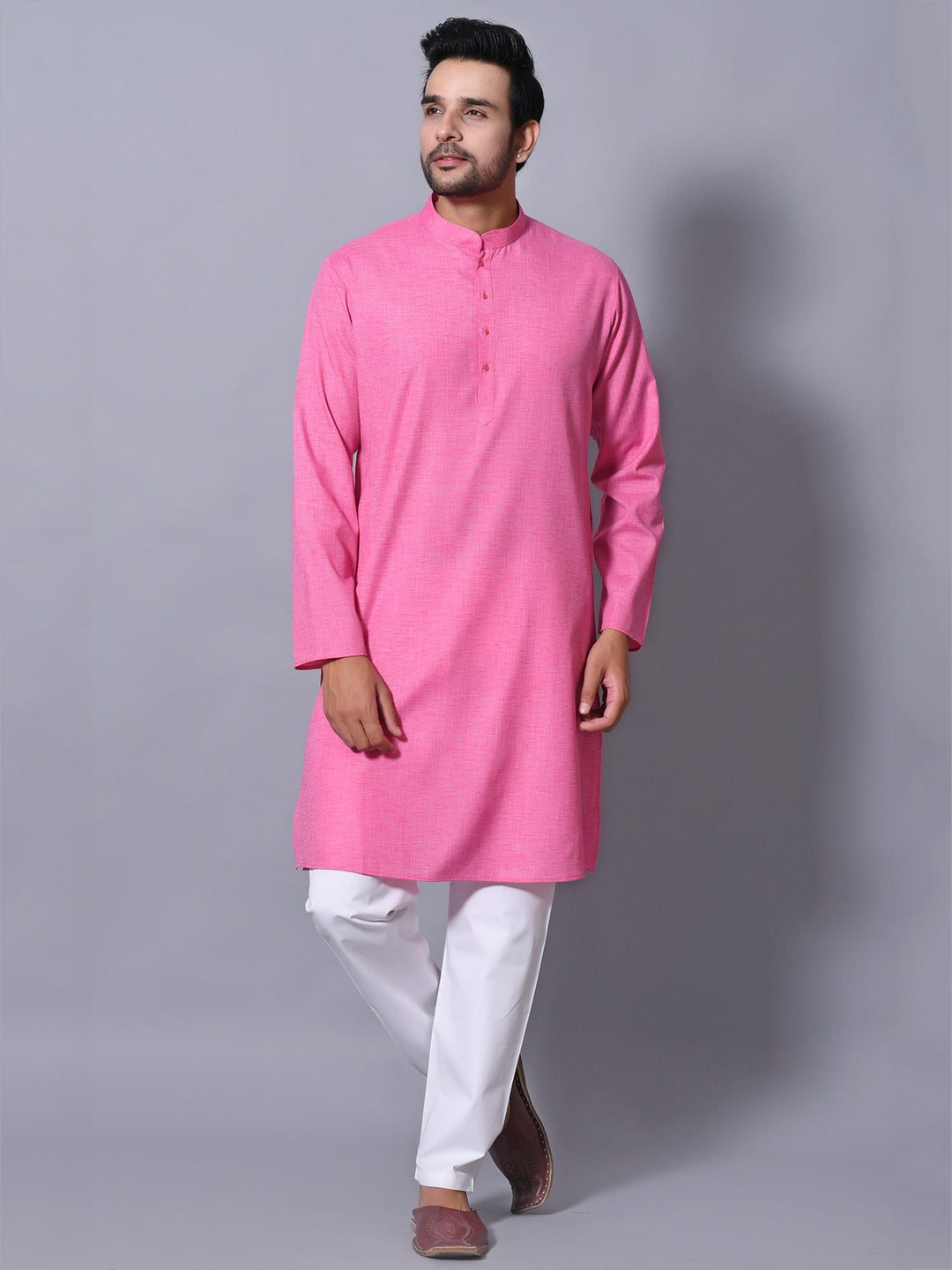Textured Pink Kurta Set