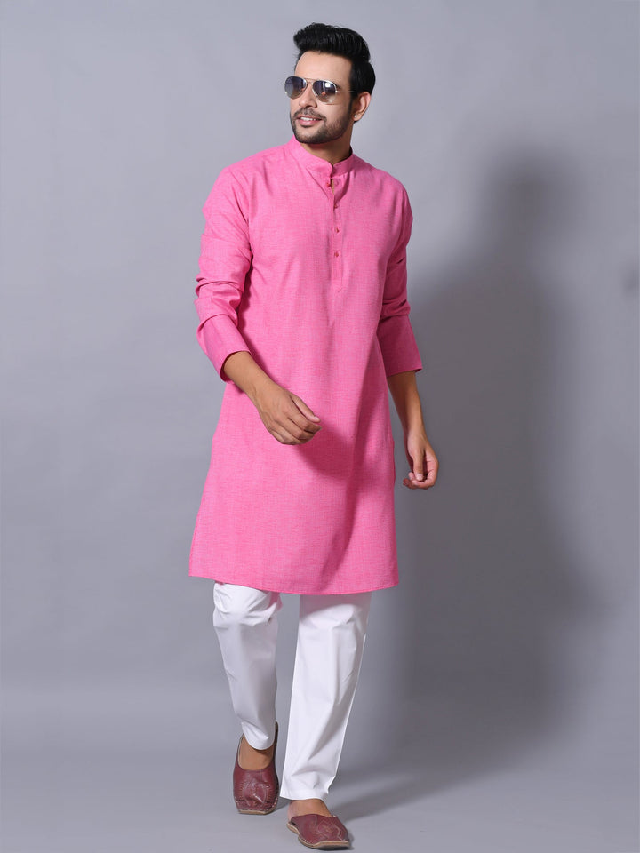 Textured Pink Kurta Set