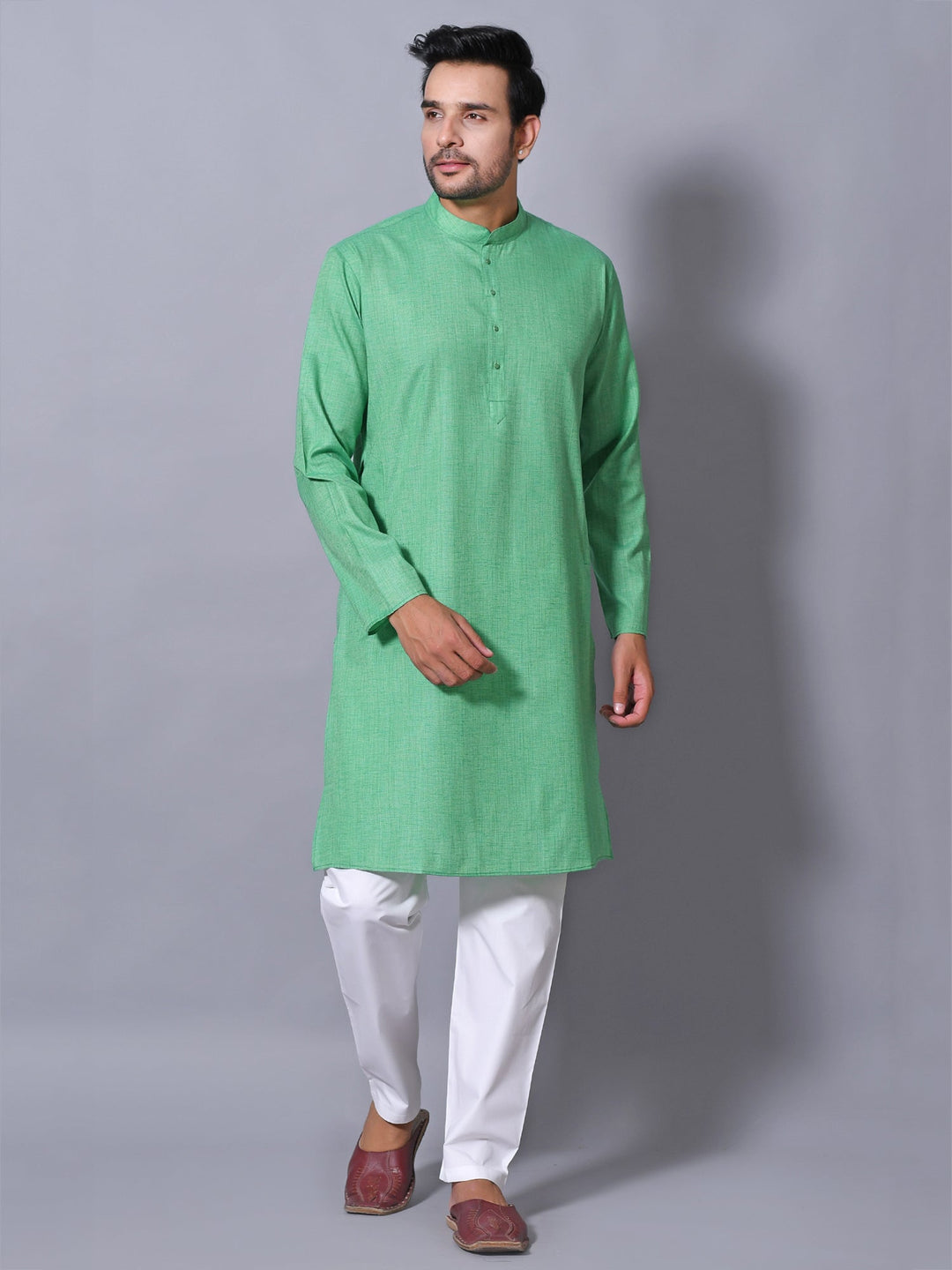 Textured Green Kurta Set