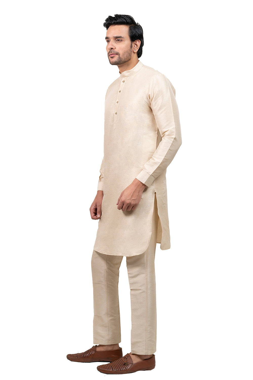 Solid Cream Kurta Set