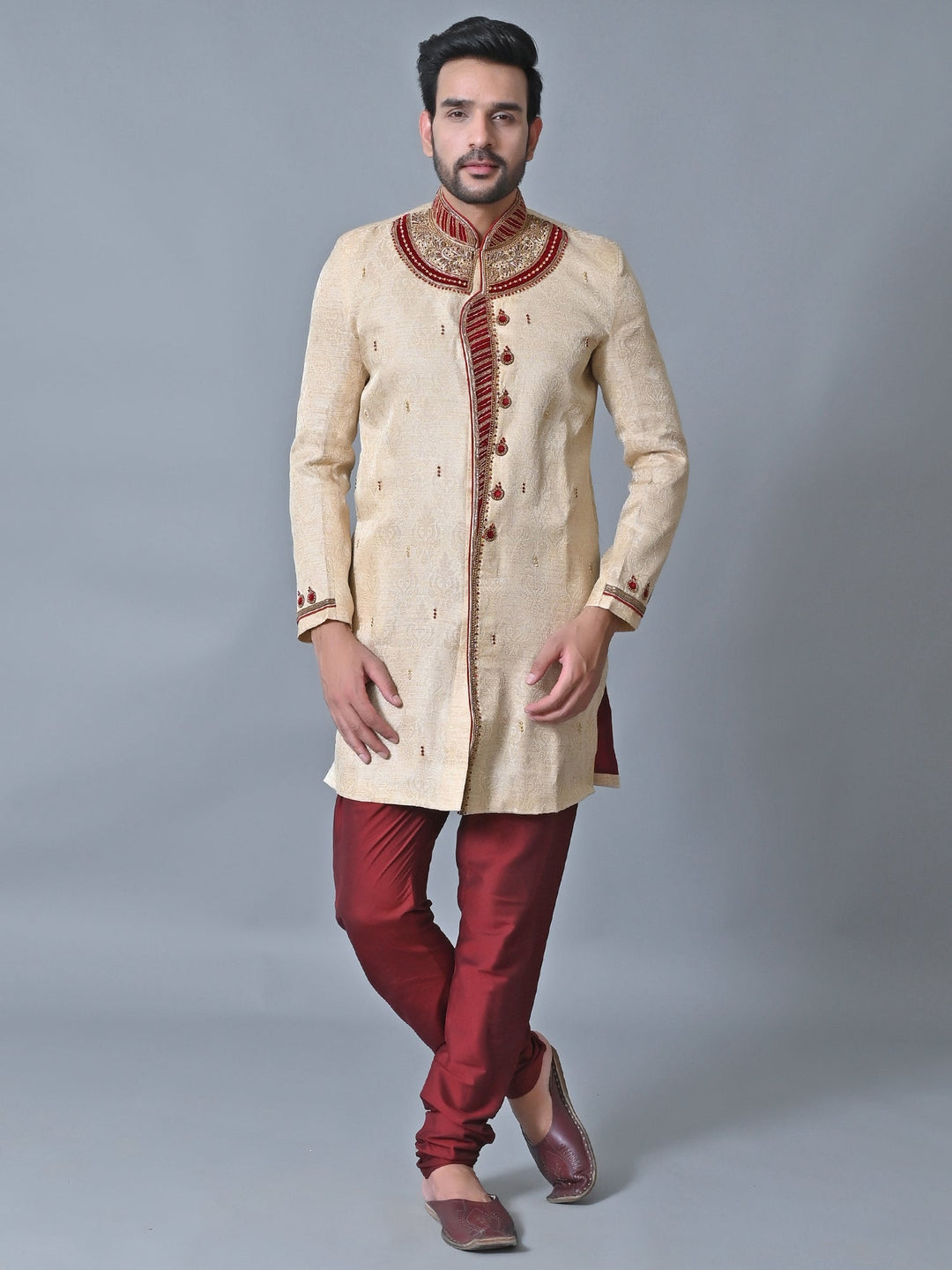 Ethnic Motifs Cream Sherwani