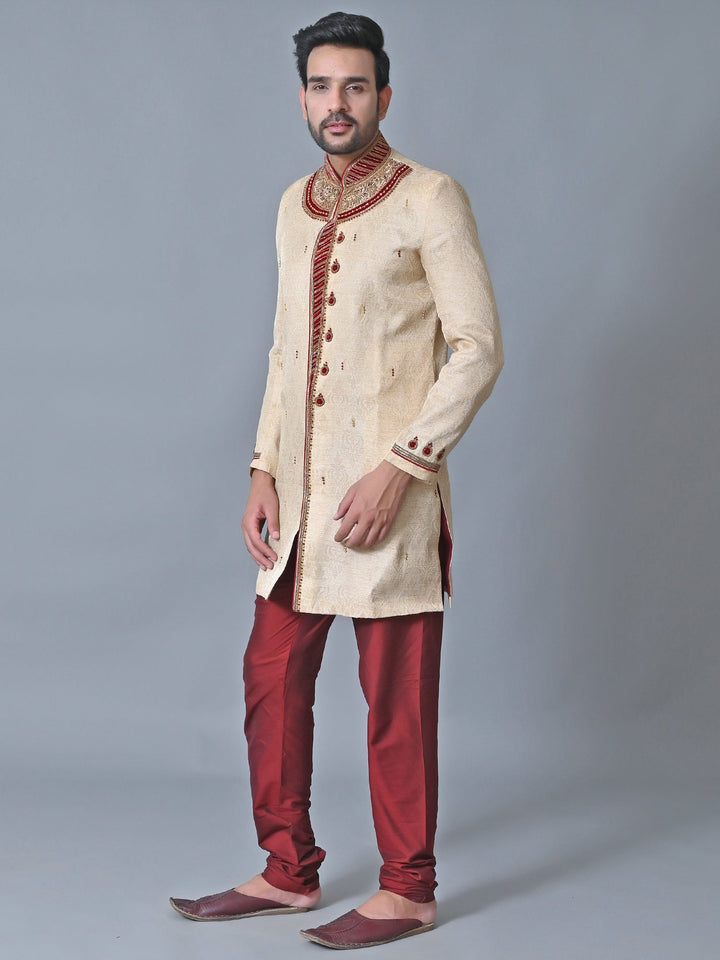 Ethnic Motifs Cream Sherwani