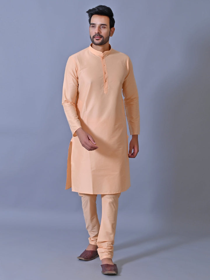 Textured Peach Kurta Set