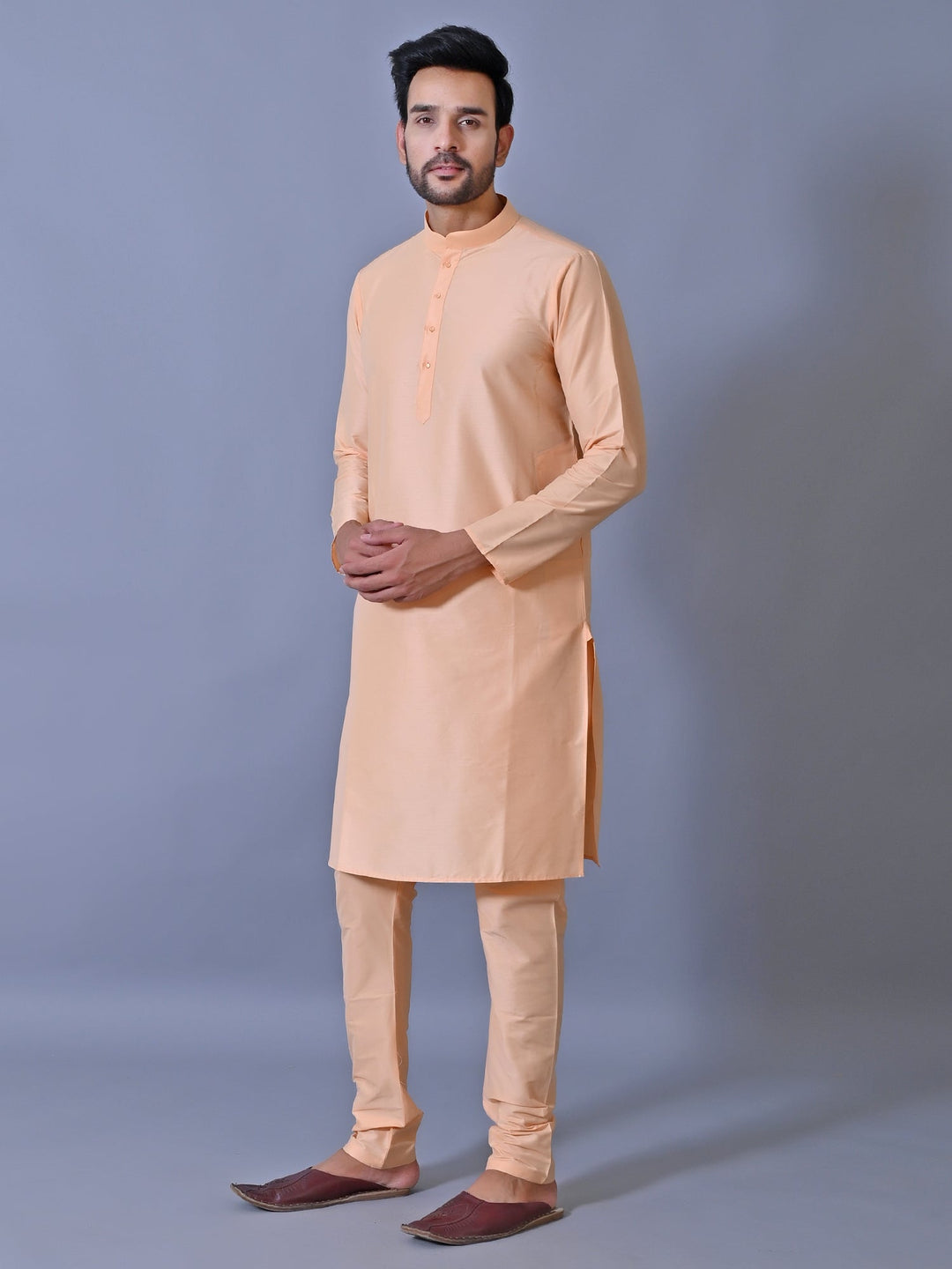 Textured Peach Kurta Set