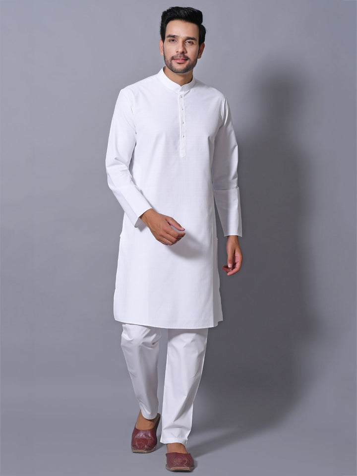 Textured White Kurta Set