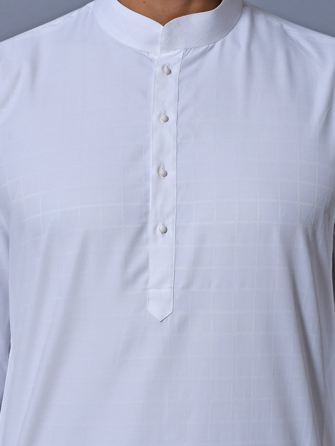 Textured White Kurta Set