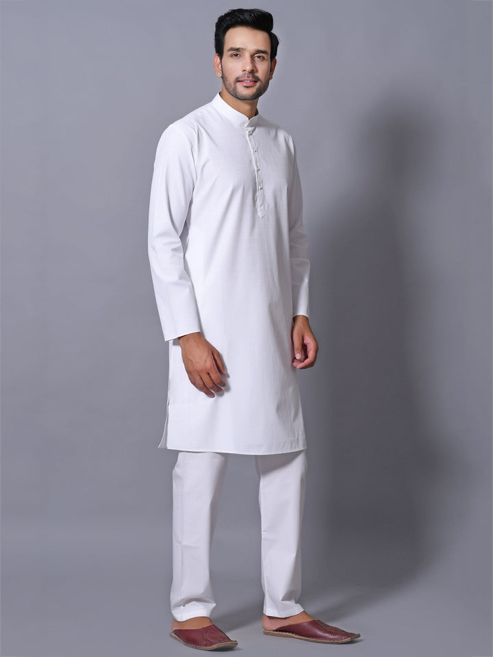 Textured White Kurta Set