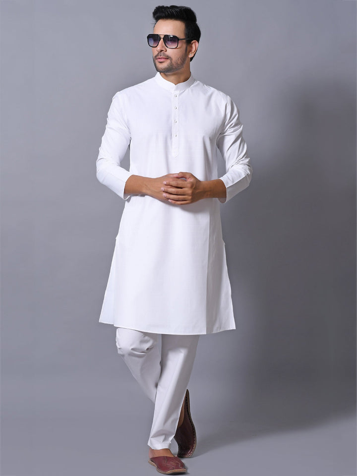 Textured White Kurta Set