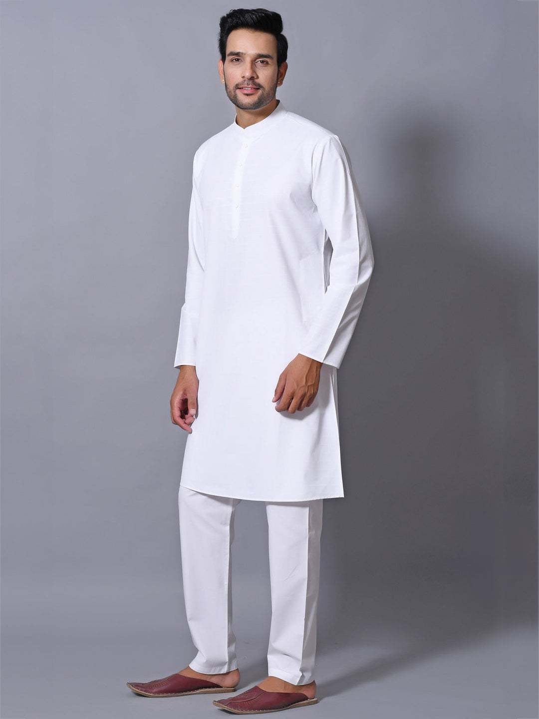 Textured White Kurta Set
