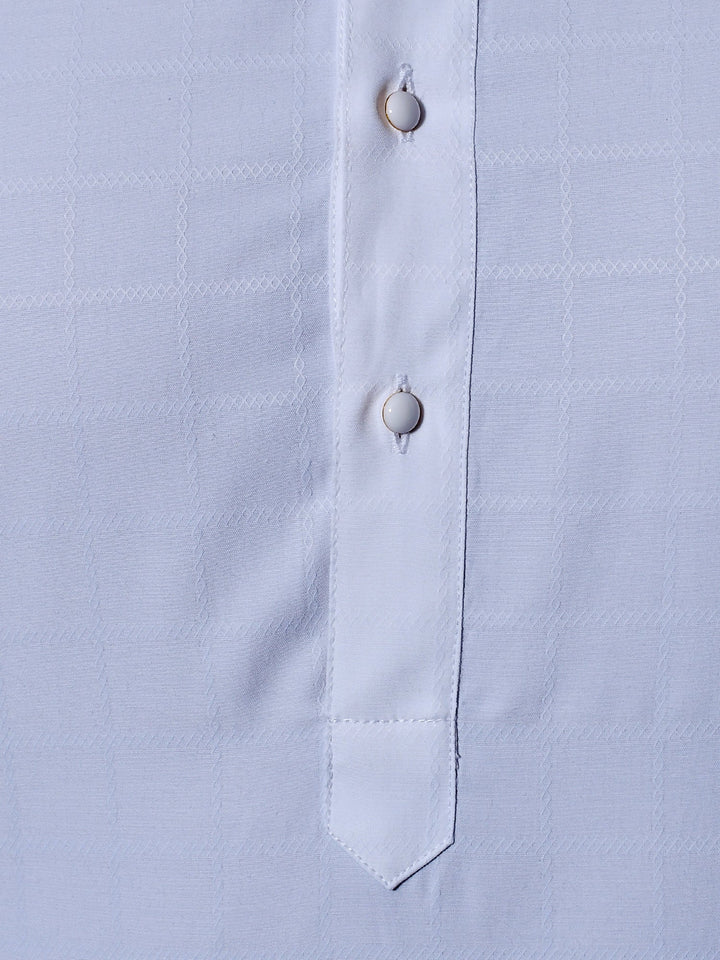 Textured White Kurta Set