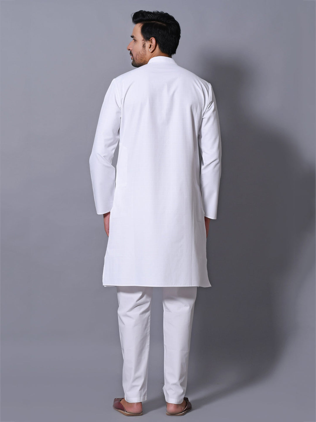 Textured White Kurta Set