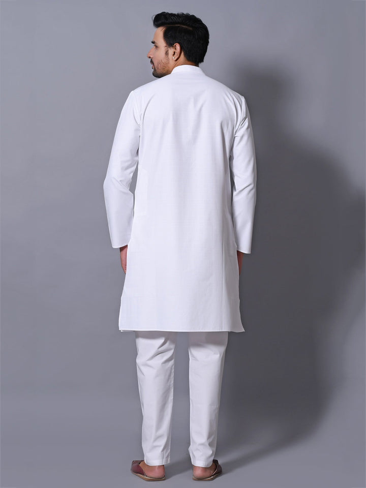 Textured White Kurta Set