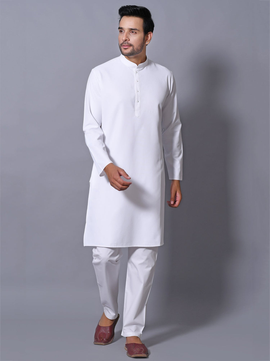 Textured White Kurta Set