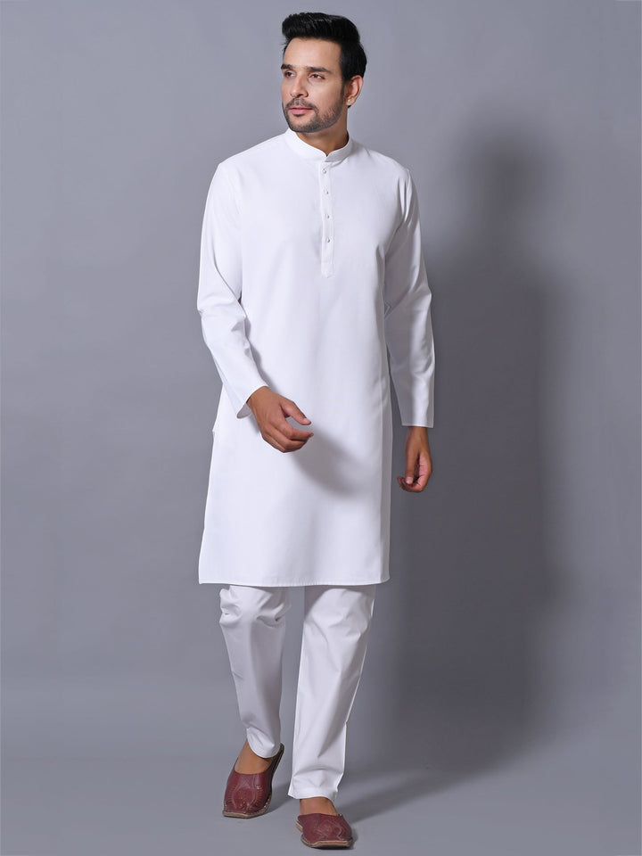 Textured White Kurta Set