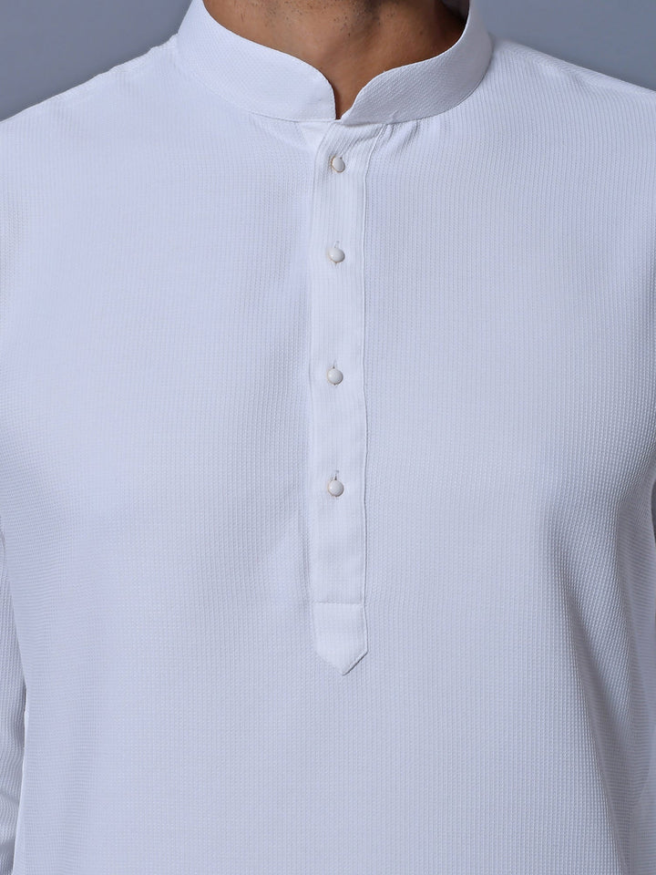 Textured White Kurta Set