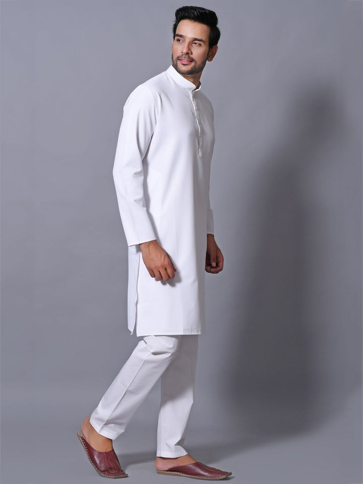 Textured White Kurta Set
