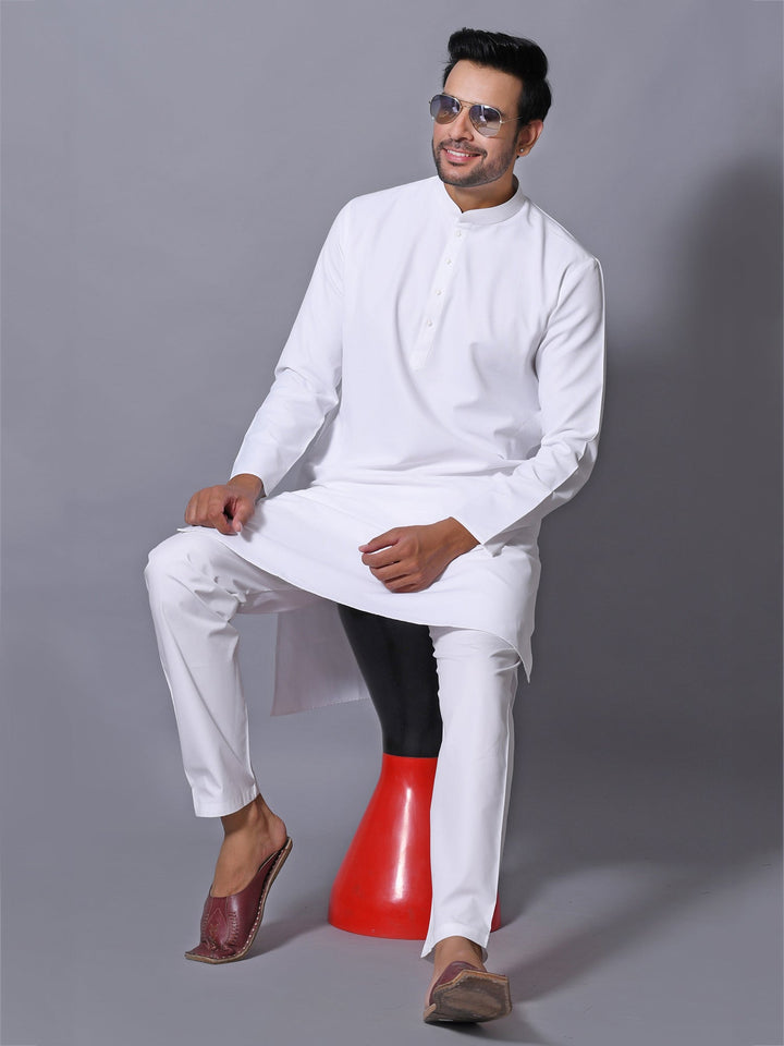 Textured White Kurta Set