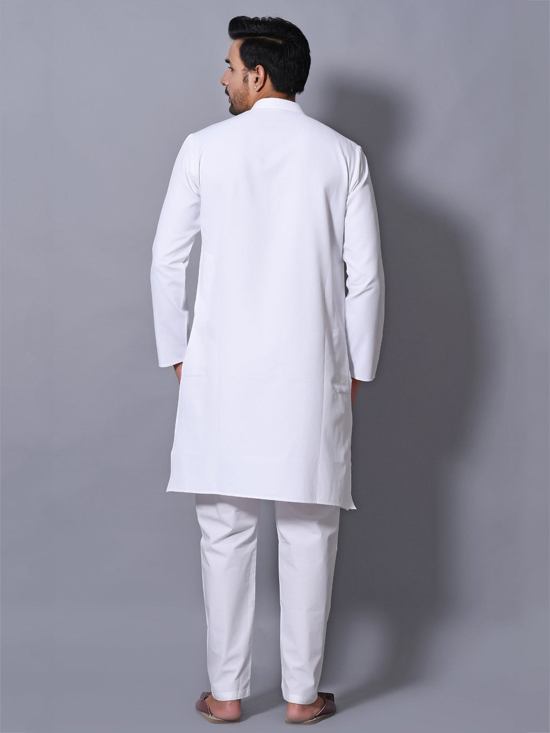 Textured White Kurta Set