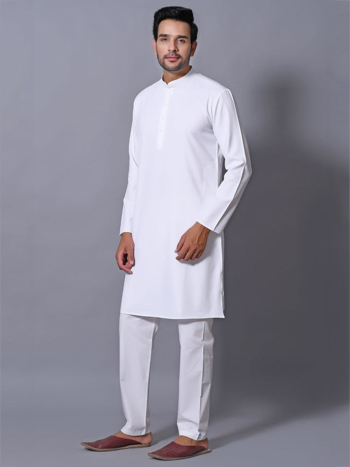 Textured White Kurta Set