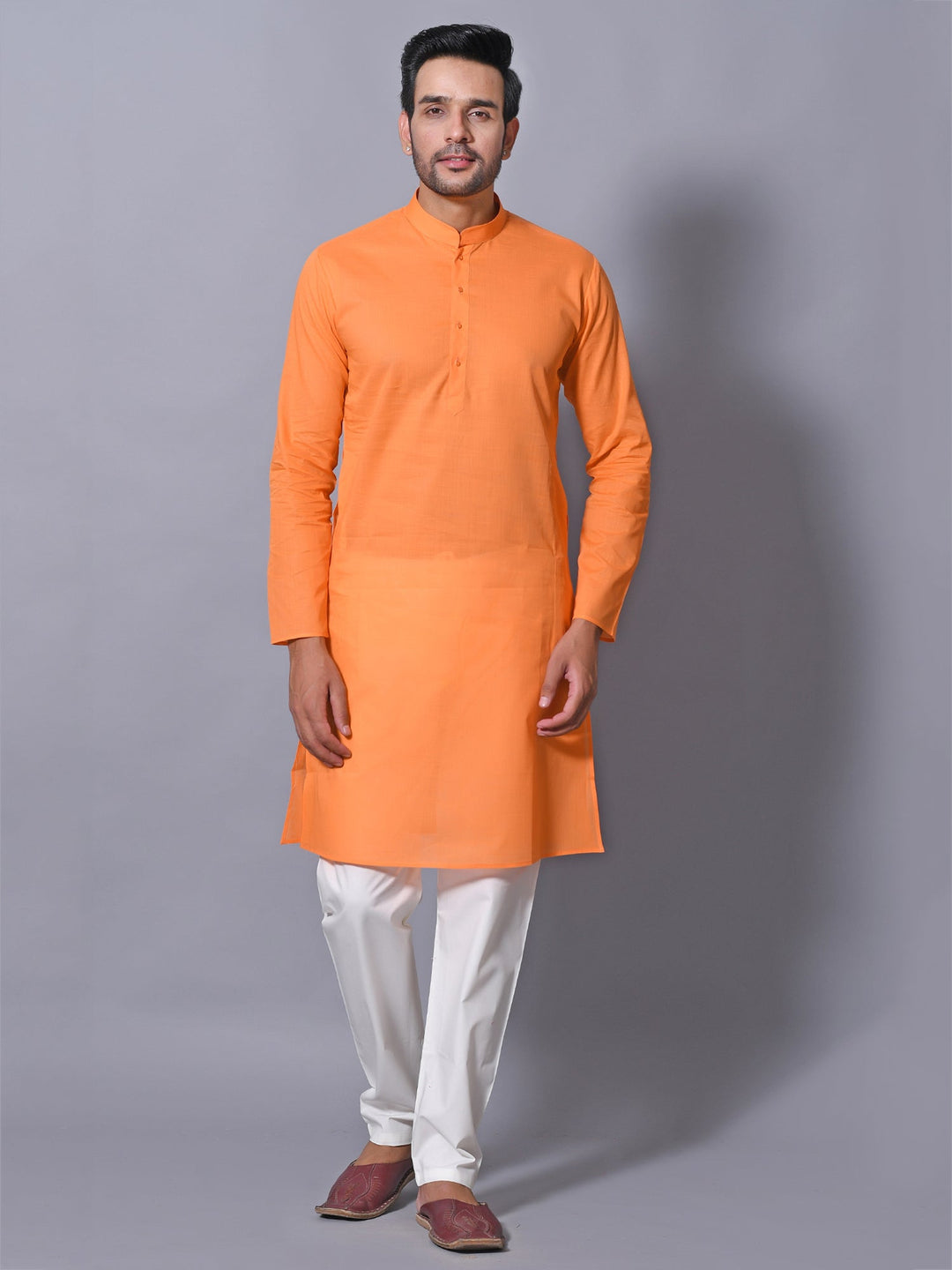 Textured Orange Kurta Set