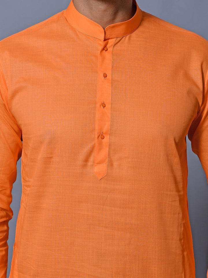 Textured Orange Kurta Set