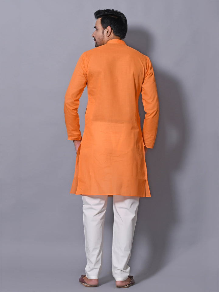 Textured Orange Kurta Set