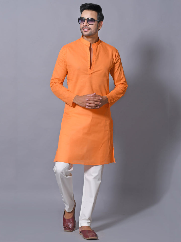 Textured Orange Kurta Set