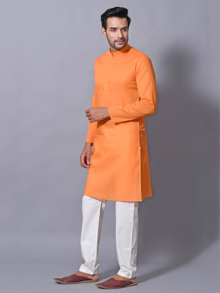 Textured Orange Kurta Set