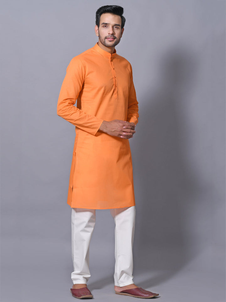 Textured Orange Kurta Set