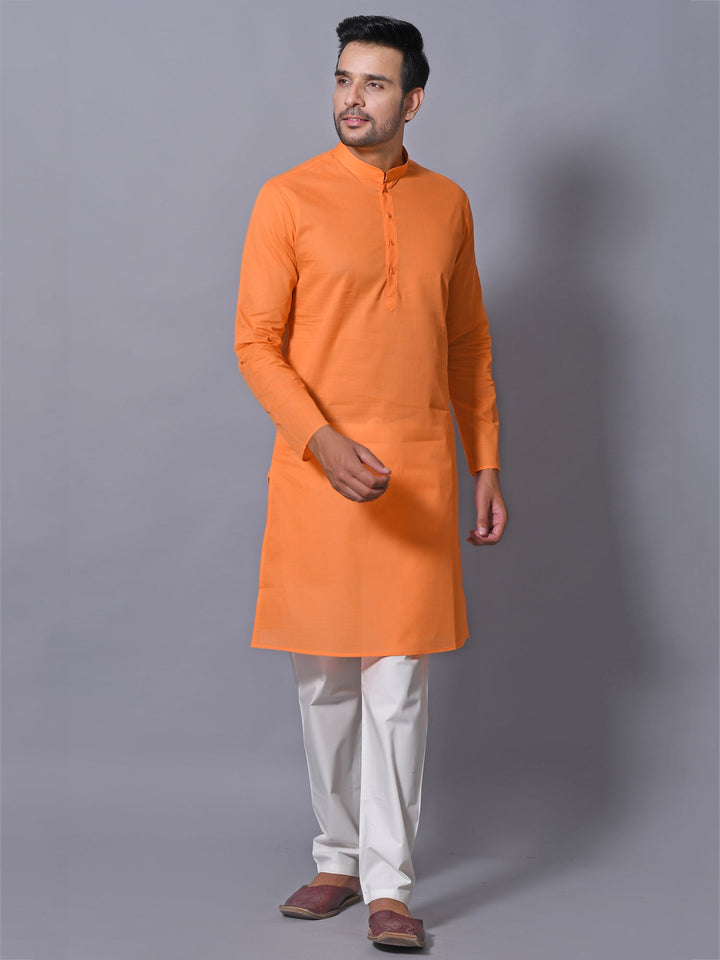 Textured Orange Kurta Set