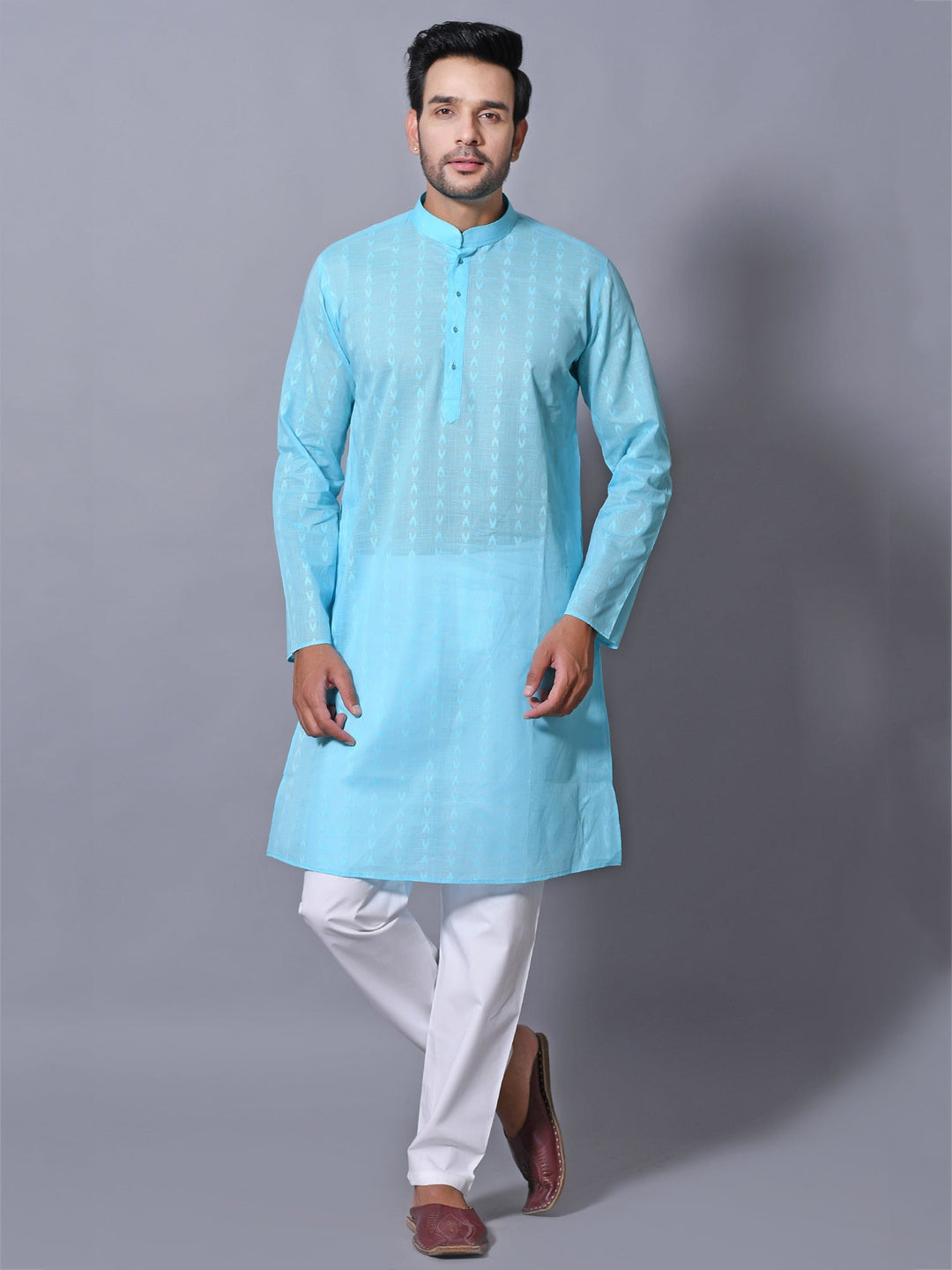 Striped Turquoise Blue Kurta Set