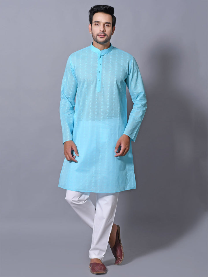 Striped Turquoise Blue Kurta Set