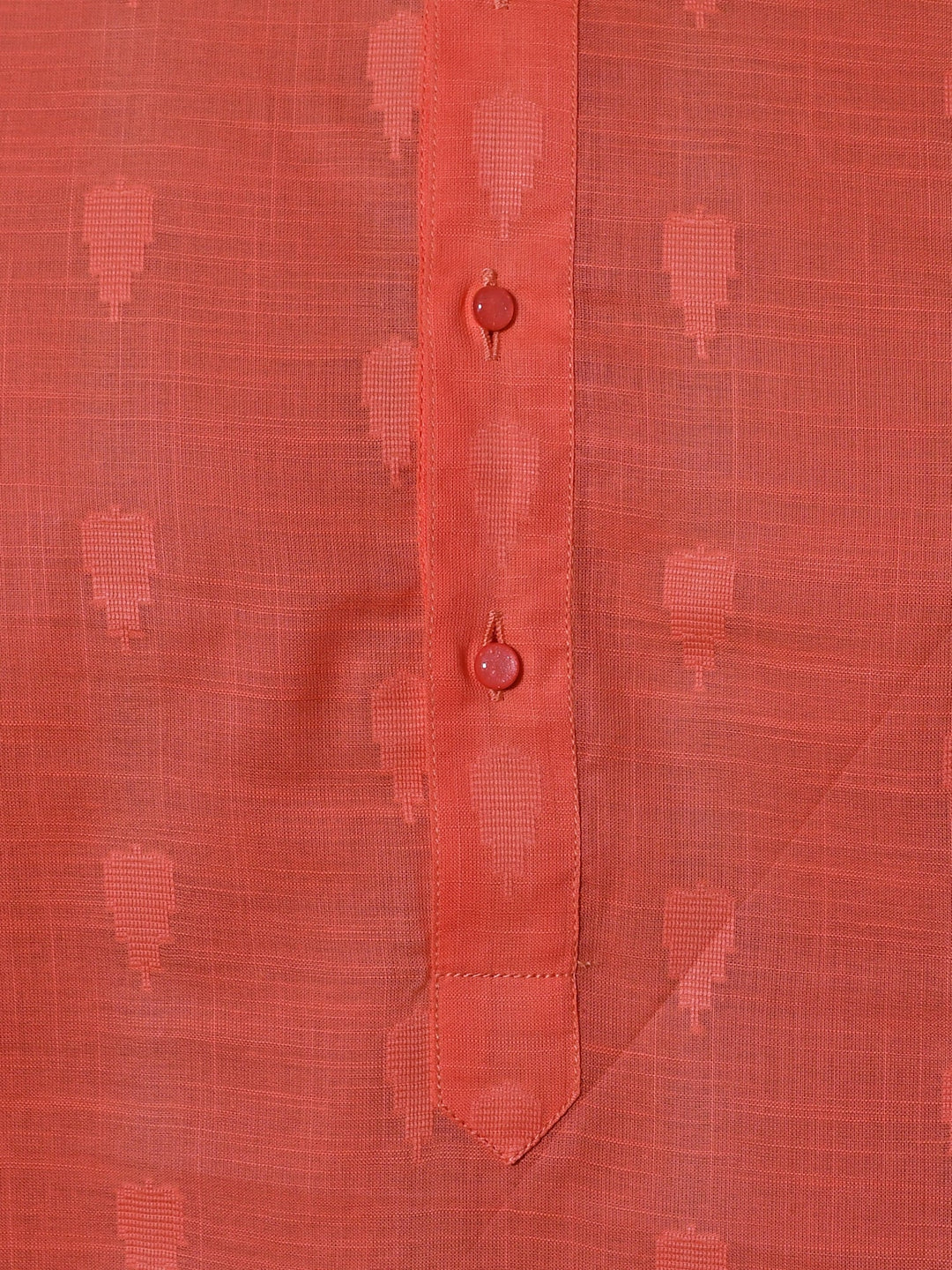 Woven Design Peach Kurta Set