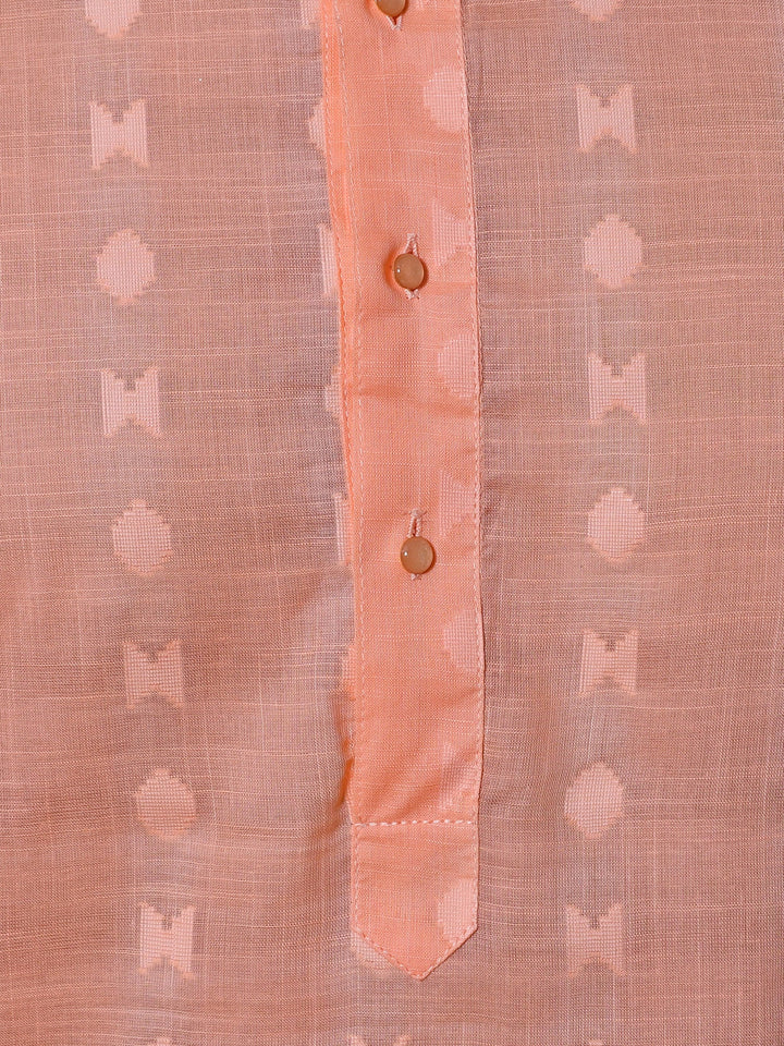 Woven Design Orange Kurta Set