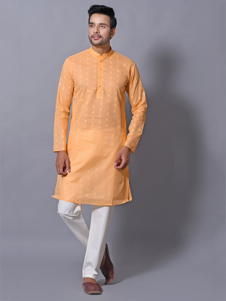 Woven Design Mustard Kurta Set