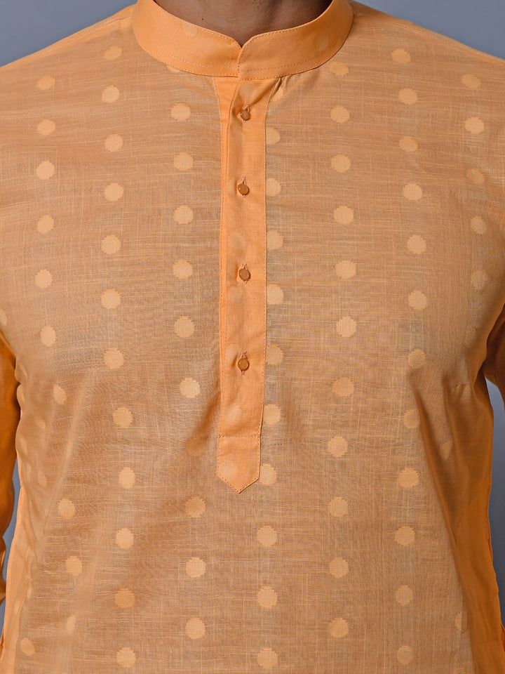 Woven Design Mustard Kurta Set
