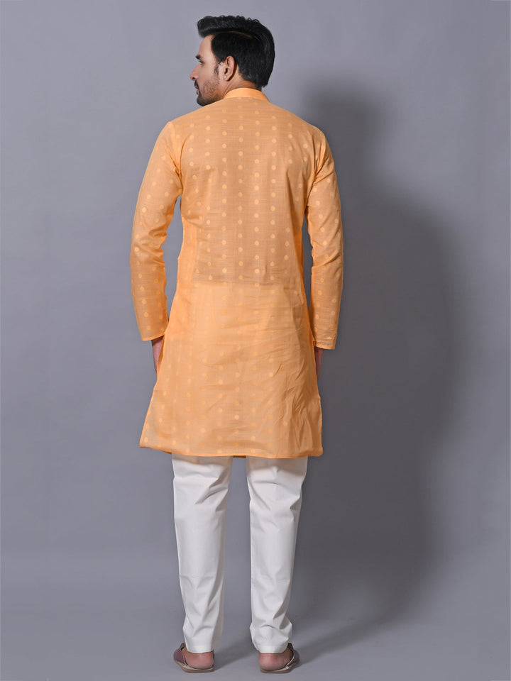 Woven Design Mustard Kurta Set