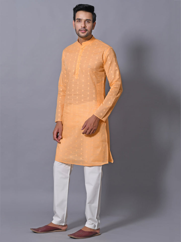 Woven Design Mustard Kurta Set