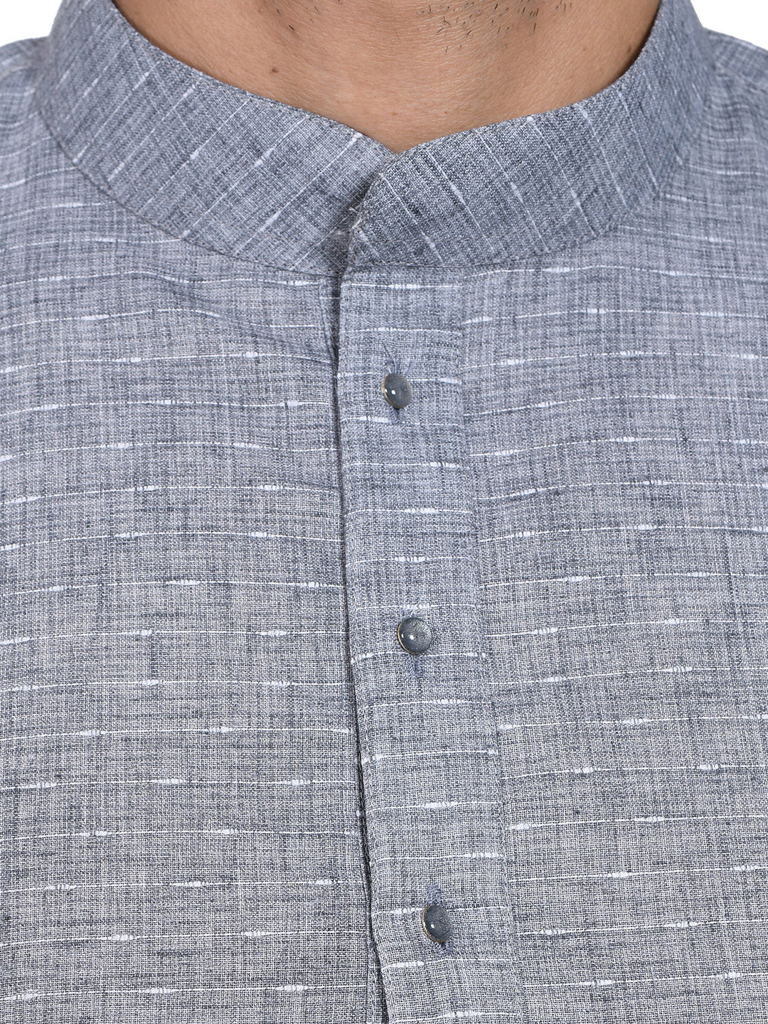 Textured Grey Melange Kurta Set