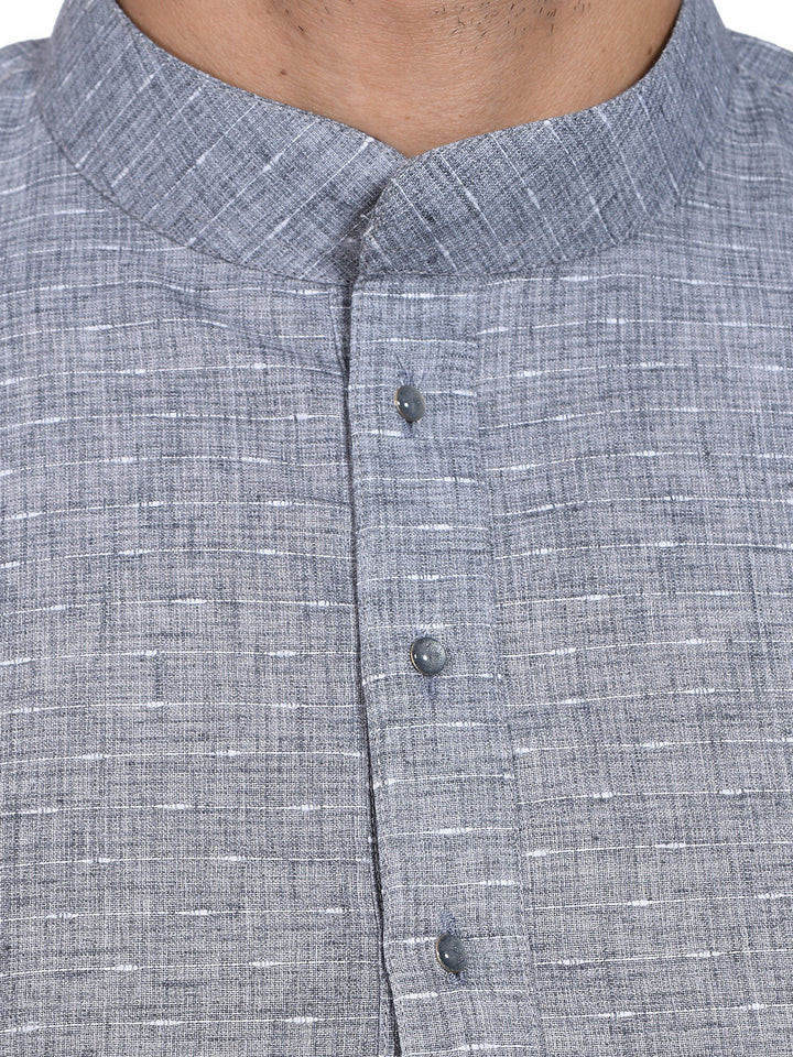 Textured Grey Melange Kurta Set