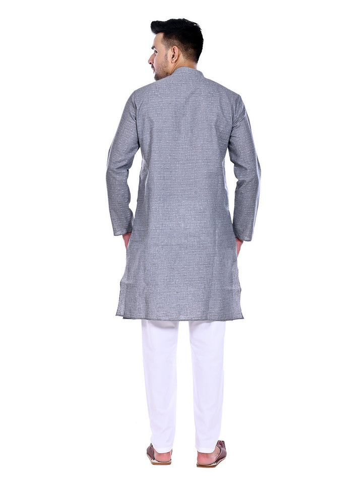 Textured Grey Melange Kurta Set