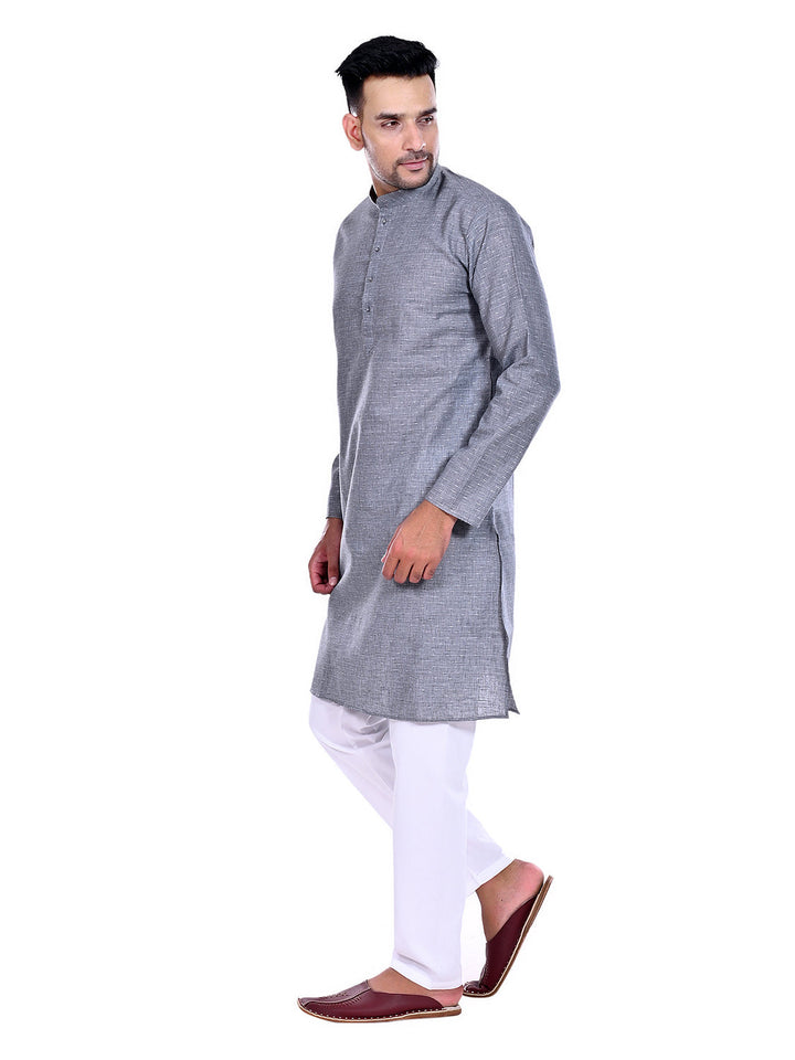 Textured Grey Melange Kurta Set
